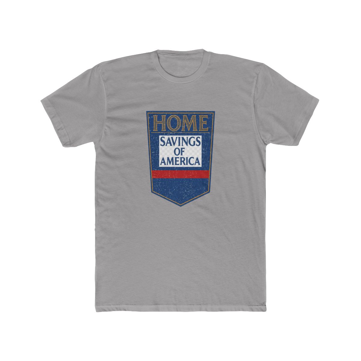 White T Shirt with a blue and red logo that says "Home Savings of America" - Official t-shirts merchandise