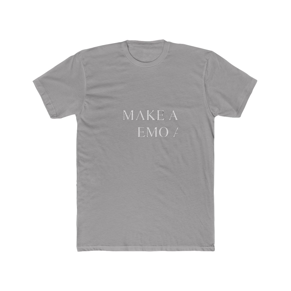 Black T Shirt with white text that reads "Make America Emo Again" - Official t-shirts merchandise